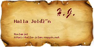 Halla Jolán névjegykártya