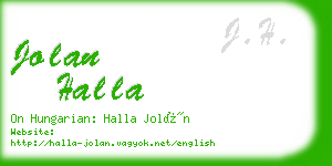 jolan halla business card